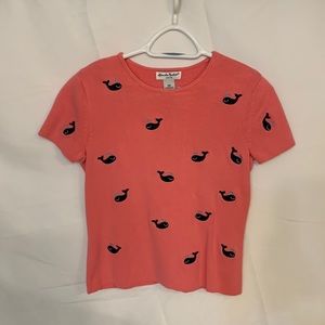 Alexandra Bartlett Petite Medium short sleeve embroidered Whales Retro‎ 90s